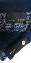 美品□FENDI/フェンディ 無地/ズッカ ロゴボタン コットン100％ リバーシブル ショートスリーブ ポロシャツ ブルー 50 イタリア製 正規品_画像6