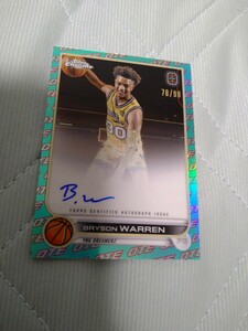 2022-23 TOPPS chrome Overtime Elite Base Auto AQUA REFRACTOR BRYSON WARREN 78/99 99枚限定