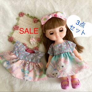 SALE！ 3点セット☆ メルちゃん　ソランちゃん　レミンちゃん ハンドメイド　服 2着 ヘアアクセサリー☆ 