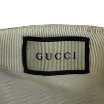 グッチ ベースボールキャップ 08.338.986 ホワイト キャンバス レザー メンズ GUCCI 【中古】_画像6