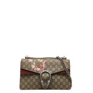 グッチ GGブルームス ディオニソス チェーン ショルダーバッグ 400249 ベージュ ワインレッド PVC スウェード レディース GUCCI 【中古】