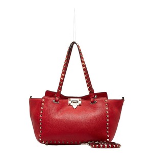 ヴァレンティノ スタッズ ハンドバッグ ショルダーバッグ 2WAY レッド レザー レディース VALENTINO 【中古】