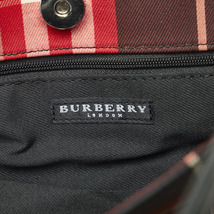 バーバリー ノバチェック ハンドバッグ トートバッグ ベージュ レッド キャンバス レザー レディース BURBERRY 【中古】_画像7