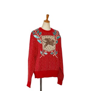  Gucci 22SS leaf & Flying Tigers knitted sweater size :M red wool cotton men's GUCCI [ used ]