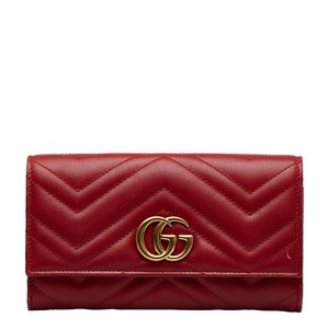 グッチ GGマーモント キルティング 長財布 443436 レッド レザー レディース GUCCI 【中古】