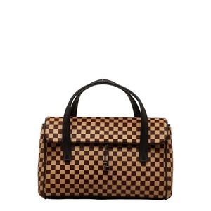 ルイ ヴィトン ダミエ ソバージュ ライオン ハンドバッグ M92131 ブラウン ベージュ ハラコ レザー レディース LOUIS VUITTON 【中古】