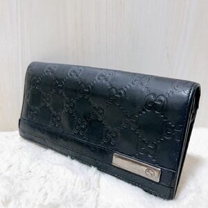 GUCCI グッチ レザー 財布 長財布 折り財布 カードケース 小銭入れ GG グッチシマ ブラック 黒