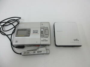 中古 ウォークマン 2点 SONY ソニー MD WALKMAN MZ-R50 シルバー MDウォークマン + MZ-E630 ホワイト ※2点とも動作未確認 ／P