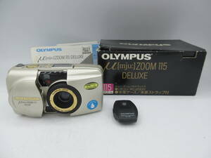 中古 カメラ OLYMPUS オリンパス μ [mju:] ZOOM 115 DELUXE ミュー コンパクトフィルムカメラ ／ ZOOM 38-115mm ※通電のみ確認済 ／V