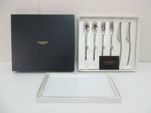 中古 食器 MIKIMOTO International ミキモト インターナショナル カトラリー 18-8 + 四角 プレート ミキモトブティック ／C