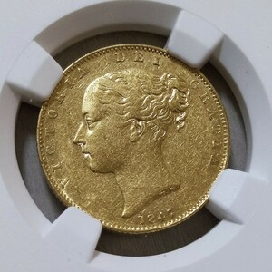 NGC AU55 イギリス 1847 ソブリン 金貨 ヴィクトリア ヤングヘッド シールド アンティークコイン モダンコイン