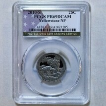 準最高鑑定 PCGS PR69DCAM イエローストーン国立公園 アメリカ・ザ・ビューティフル クオーター モダンコイン アンティークコイン_画像3