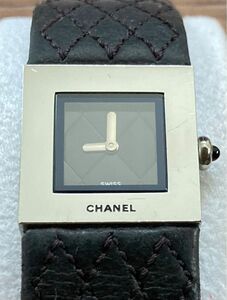 CHANEL シャネル マトラッセ クオーツ 時計 黒文字盤 レザーベルト レディース H0116