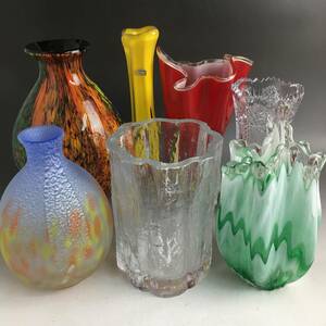 KI24/94　ガラス 花瓶 まとめて7点 フラワーベース 花びん KAMEI GLASS KAGAMI クリスタル カットグラス 花器 花生 花入 華道 茶道◆