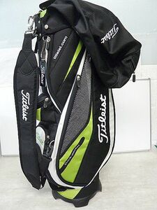 T677 キレイな方 Titleist タイトリスト 3点式 キャディバッグ 6分割 ブラック×グリーン×ホワイト系 ゴルフバッグ Golf