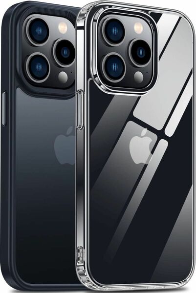 iPhoneケース 14pro 2枚セット 指紋防止 耐衝撃 黄ばみ防止 + 半透明 6.1インチ
