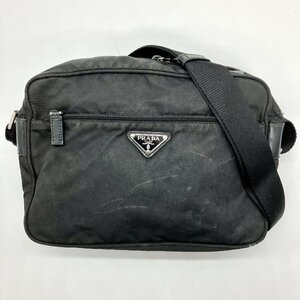 1円～ プラダ PRADA ナイロン ショルダーバッグ ブラック 161 シルバー金具 肩掛け 斜め掛け ロゴプレート 鞄 かばん メンズ レディース