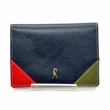 【1円～】ロベルタ ディ カメリーノ ROBERTA DI CAMERINO カードケース ネイビー 定期入れ ICケース パスケース 二つ折り カード入れ_画像1