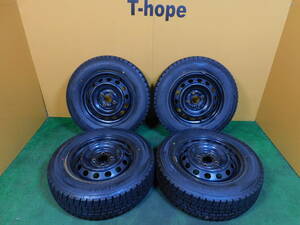 175/70R14 DUNLOP 製造年2021 4本 鉄ホイール 14×5 1/2JJ 4×100 バリ溝★C751