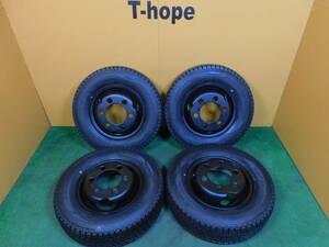 165R13 8PR LT DUNLOP ライトトラック 製造年2022 4本 鉄ホイール J13×4J 6×184 バリ溝★C774