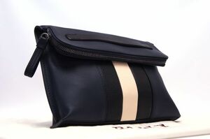 【使用わずか 極美品】BALLY バリー クラッチバッグ セカンドバッグ ハンドバッグ レザー ネイビー メンズ 1円