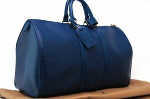 【極美品】ルイヴィトン Louis Vuitton エピ キーポル45 ボストンバッグ 旅行バッグ メンズ レディース ブルー M42975 1円