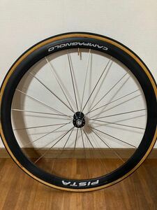 希少 廃盤 campagnolo pista カンパニョーロ ピスタ フロントホイール 前輪 700C チューブラー ピスト 競輪 回転良好 旧型 デカール チネリ