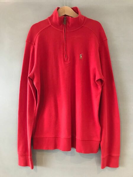 POLO Ralph Lauren ポロ ラルフローレン ハーフジップ プルオーバーシャツ 赤 サイズM（10-12）