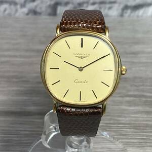 ●【YH-7138】中古現状品 LONGINES QUARTZ 5石 ラウンド文字盤 ゴールドカラー ロンジン クオーツ QZ 不動【レターパックプラス発送可】