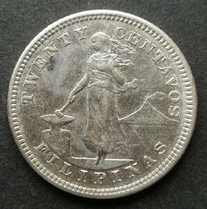 【フィリピン】20センタボ銀貨(銀品位900)　KM#166　1903年