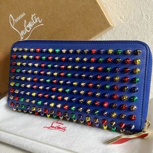 1円～希少デザイン Christian Louboutin クリスチャンルブタン 長財布 ロングウォレット ラウンドファスナー パネトーネ スパイク スタッズ