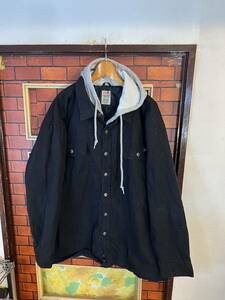 ワークジャケット　裏地キルティング　フーディー ディッキーズ 黒系　dickies xxxl 3XL ビックサイズ アメリカ古着　アウトドア