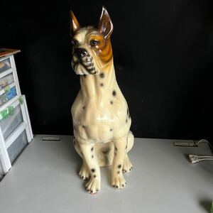 犬 置物 陶器　大型犬 大きめ 大きい　高さ約85cm 犬種不明 玄関 インテリア　ディスプレイ
