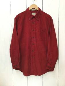 L.L.BEAN エルエルビーン コーデュロイシャツ コットン長袖シャツ メンズM 大きめ赤 良品綺麗