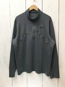 NIKE ナイキ DRIーFIT ドライ ハーフジップ 長袖Tシャツ スポーツウェア メンズXL グレー良品綺麗