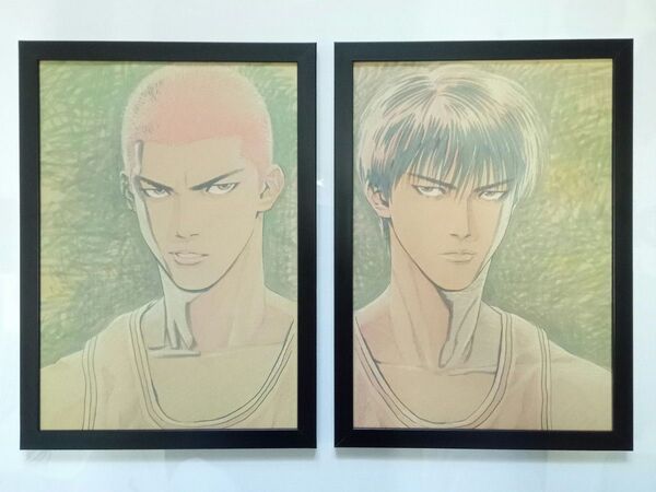SLAM DUNK スラムダンク イラスト 額付き ポスター 2枚セット No.78