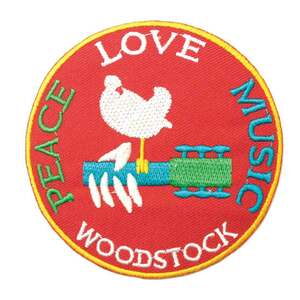 アイロンワッペン WOOD STOCK ウッドストック フェス 音楽 アメリカ デザイン 簡単貼り付け アップリケ 刺繍 裁縫 