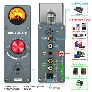 Douk Audio T4 PLUS 5654 真空管レコードプレーヤー ステレオ プリアンプ ヘッドフォンアンプ VUメーター フォノプリアンプ(SUC-T4PLUS)の画像9