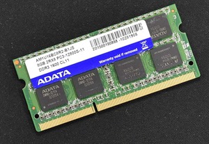 ジャンク品 8GB (8GB 1枚) PC3-12800S DDR3-1600 S.O.DIMM 204pin A-DATA (POSTしません) (管:SA4856