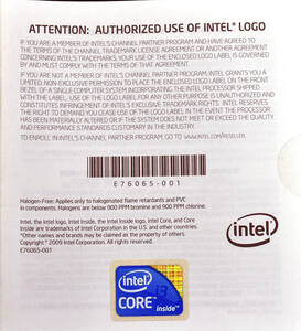 intel Core i3 ( first generation no. 1 generation ) emblem seal ( original / unused goods )( non genuine products . is is not therefore . safety ask.( tube :EB02 x7s