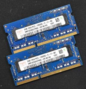 4GB (2GB 2枚組) PC3-10600S DDR3-1333 S.O.DIMM 204pin 1Rx8 ノートPC用メモリ 8chip HYNIX ハイニックス 2G 4G (管:SB0027 x5s
