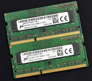 (送料無料) 8GB (4GB 2枚組) PC3L-12800S DDR3-1600 S.O.DIMM 204pin 1Rx8 1.35V/1.5V対応 MT Micron マイクロン 4G 8G (管:SA4737