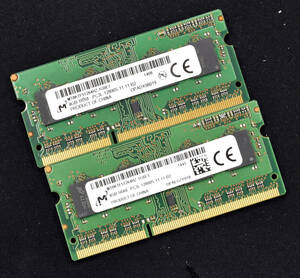 8GB (4GB 2枚組) PC3L-12800S DDR3-1600 S.O.DIMM 204pin 1Rx8 1.35V/1.5V両対応 MT Micron純正 4G 8G (管:SA4710 x3s