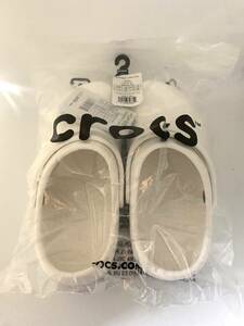 未使用品 crocs クロックス 白 ホワイト 穴なし スリッパ 23cm ユニセックス レディース yh101002