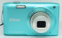 【R1-312】 Nikon COOLPIX S3300 ミントグリーン コンパクトデジタルカメラ レンズ NIKKOR 6× 4.6-27.6mm 1:3.5-6.5 通電OK バッテリー付_画像2