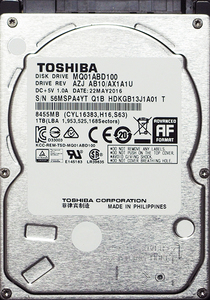 TOSHIBA MQ01ABD100 2.5インチ 9.5mm SATA300 1TB 265回 134時間