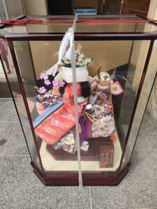 ひな　雛人形 木製ガラスケース入り 外箱入り 子供の日 節句 日本人形 工芸品 飾り物 レトロ アンティーク