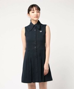 FRED PERRYフレッドペリー★スリーブレスプリーツピケテニスドレスワンピースネイビーサイズ8タグ付き新品未使用テニスウェアポロシャツ