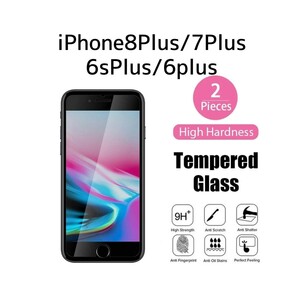 2枚入り iPhone8Plus 7Plus 6sPlus 6Plus プラス 9Hガラスフィルム ガラスフィルム 液晶保護フィルム 強化ガラスフィルム