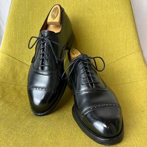 60S handwriting .JOHNSTON&MURPHY John stone and ma-fi- cap tu leather shoes 6.5D USA made 24.5 corresponding business Vintage 